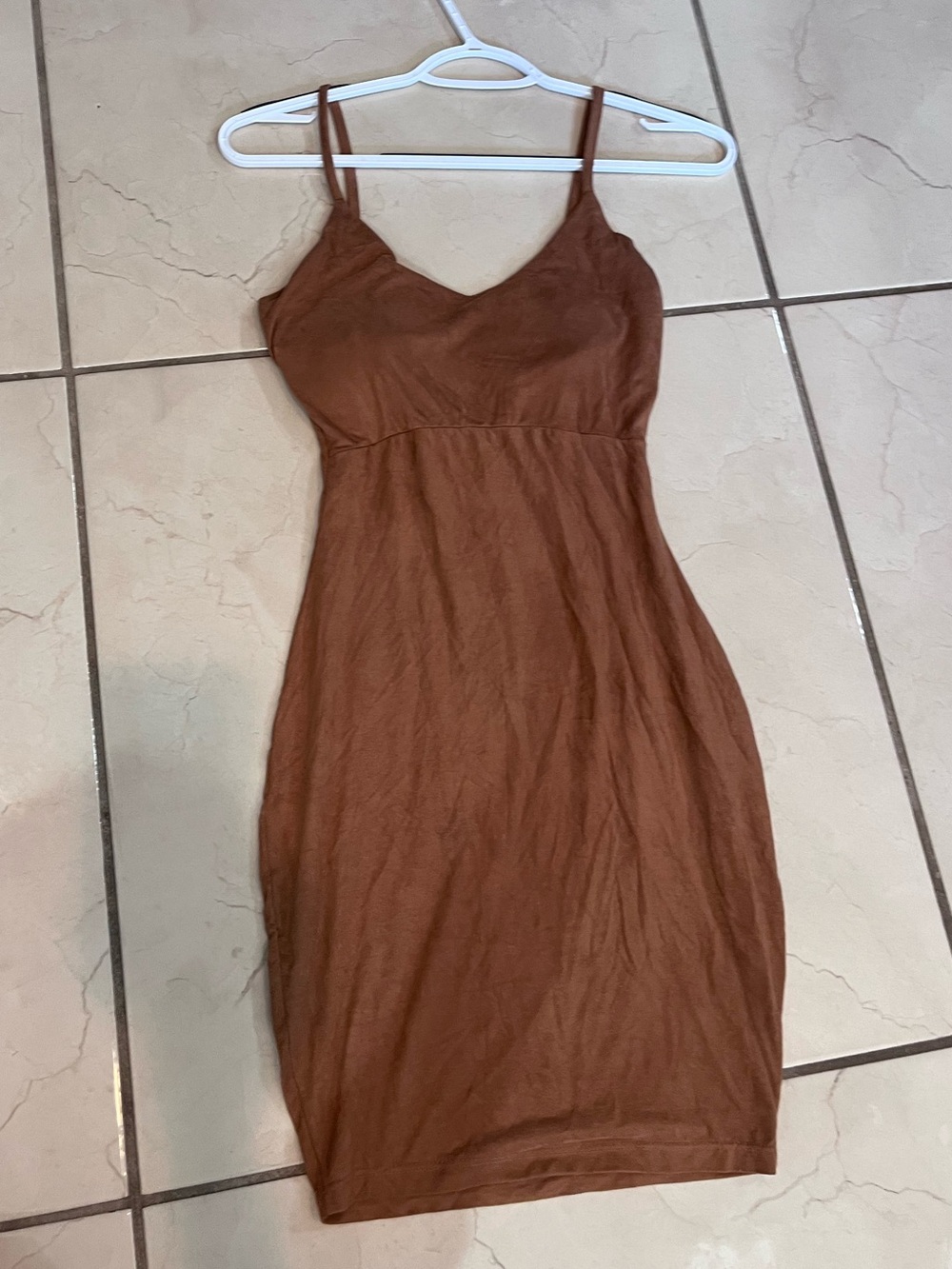 Sleek Brown Spaghetti-Strap Midi Dress
